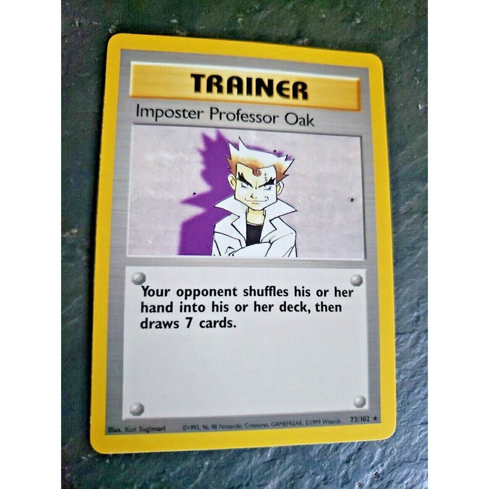 POKEMON TCG Trainer Imposter Professor Oak 73/102 BASE SET UNLIMITED Rare Card